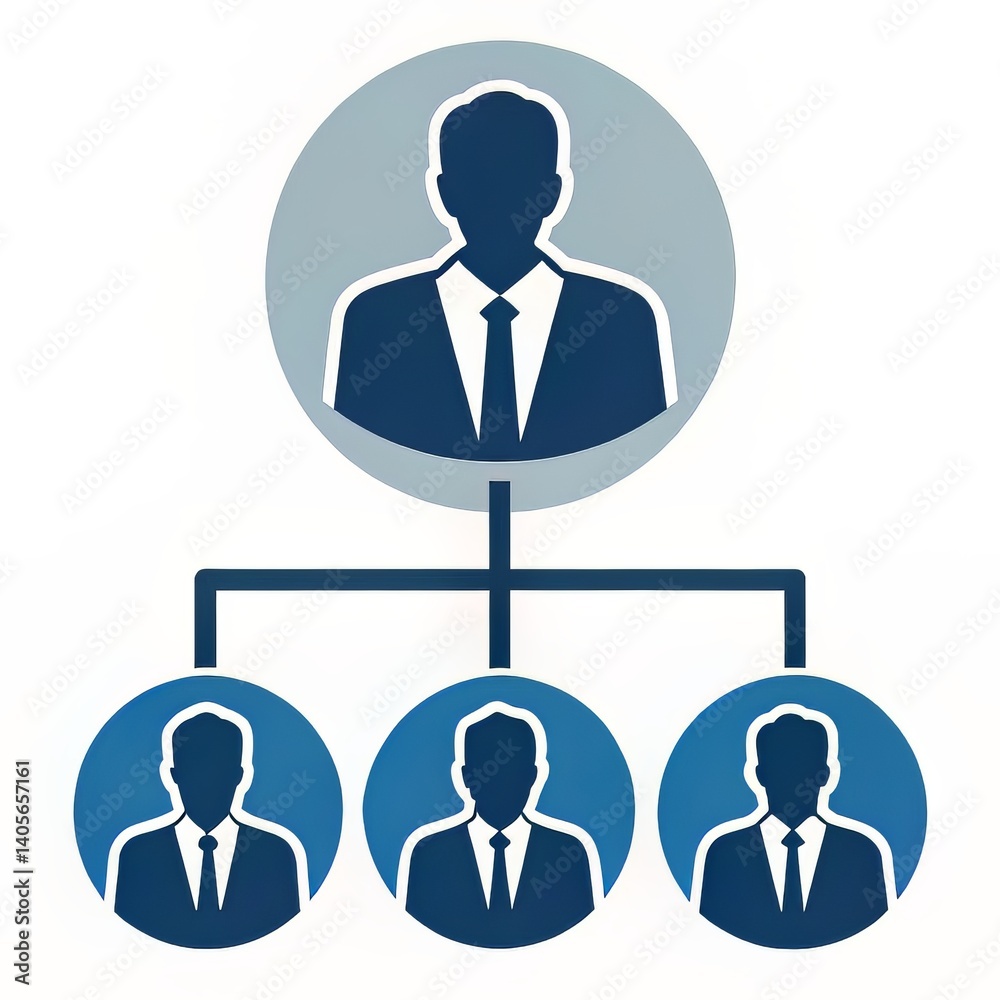 Business Management Chart Icon Representing Authority and Teamwork Business Management Chart Icon Representing Authority and Teamwork