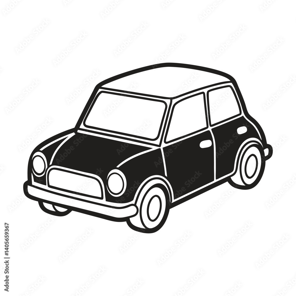 Fototapeta premium Mini Car Line Art Vector Illustration Design