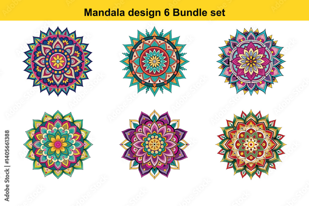 Vibrant Mandala Design Bundle Set of 6 Vibrant Mandala Design Bundle Set of 6