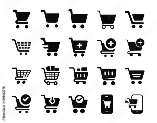 Minimalist Vector Pack: Shopping Cart Icon – Perfect for E-commerce and UI Designs