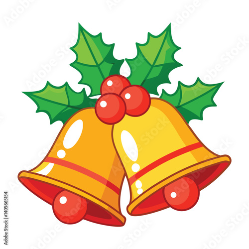Christmas bells clipart on white background 