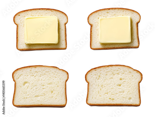 Isolated Photo of Buttered Bread Slices on Transparent Background