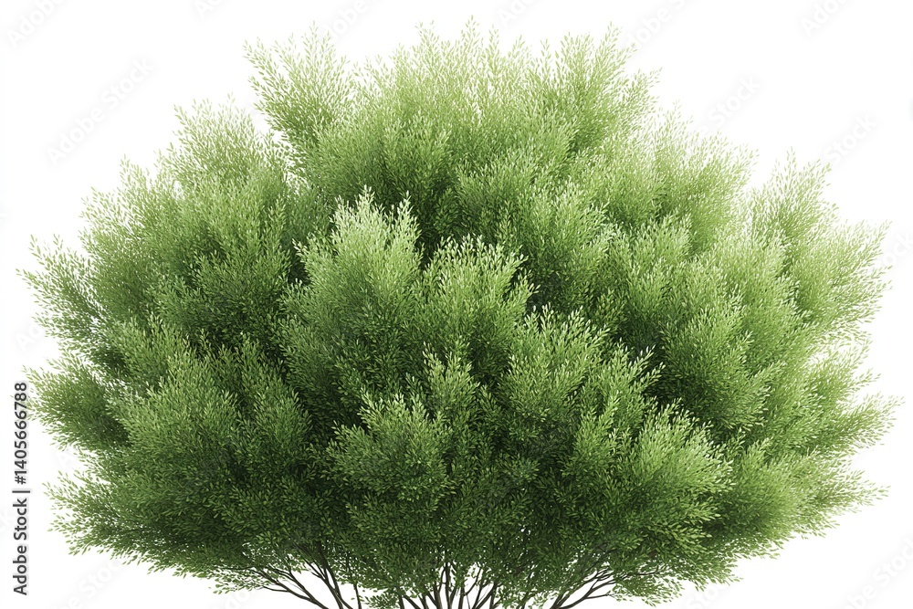 Fototapeta premium Lush green tree with dense foliage standing prominently in bright sunlight during a sunny day in spring