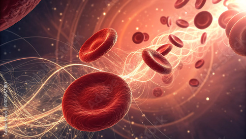 Red Blood Cells Flow on White Background - Human Anatomy and Medical Science Concept