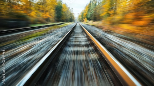 fast moving train in motion blur