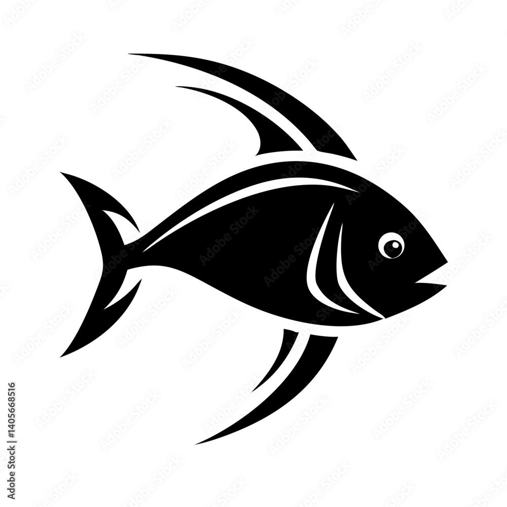 Fototapeta premium vector illustration of a sea fish. black , flat