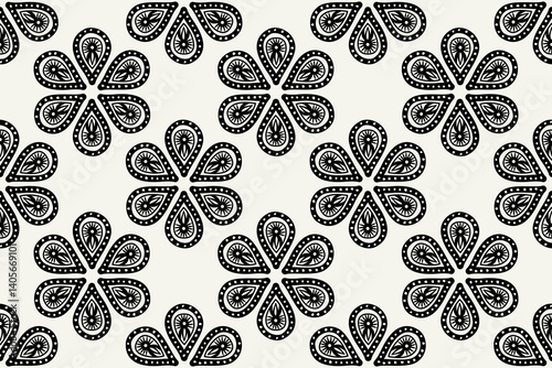 Abstract tribal ethnic background. Black and white seamless geometric pattern. Can be used for card design, wallpaper, pattern fills, web page backgrounds, and surface textures.