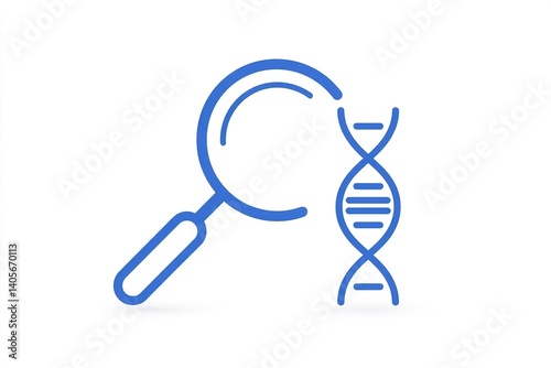 Obraz na płótnie DNA analysis symbol with magnifying glass representing scientific research and discovery in genetics w salonie