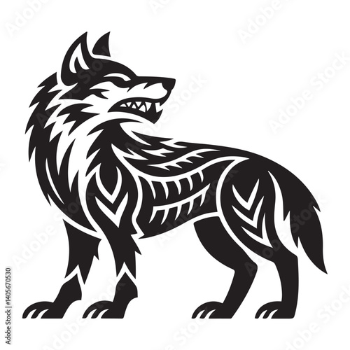 Wallpaper Mural tribal tattoo wolf designs. Vector Black silhouettes. with white background Torontodigital.ca