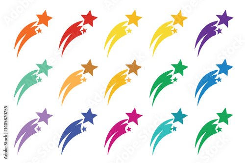 vectors set off collection 16 Shooting Stars Vector Illustration Design
