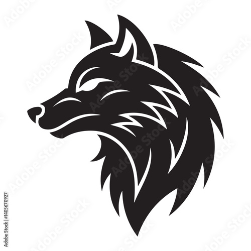 tribal tattoo wolf designs. Vector Black silhouettes. with white background