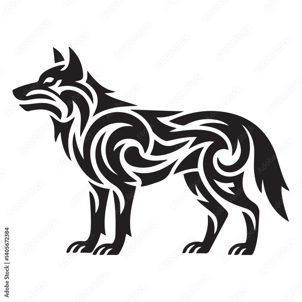 Fototapeta premium tribal tattoo wolf designs. Vector Black silhouettes. with white background