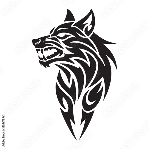 tribal tattoo wolf designs. Vector Black silhouettes. with white background