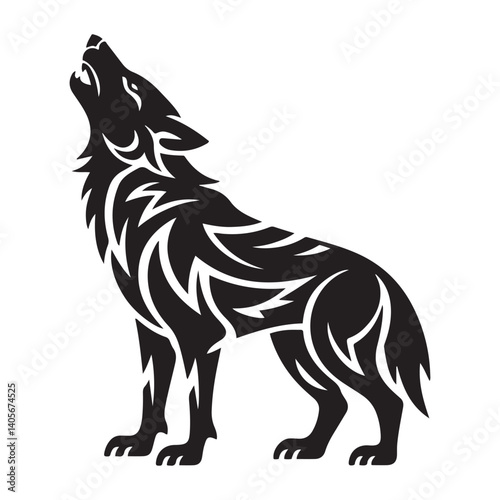 tribal tattoo wolf designs. Vector Black silhouettes. with white background