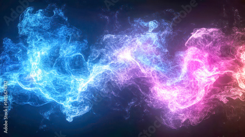 Vibrant Colorful Abstract Light Waves in Dark Background with Glittering Particles