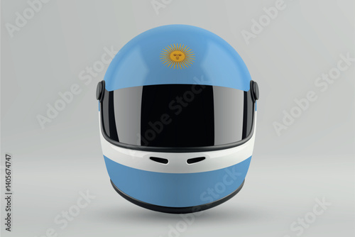Obraz na płótnie Front view of racing helmet featuring Argentina flag colors w salonie