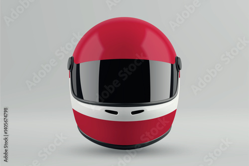 Obraz na płótnie Front view of racing helmet featuring Austria flag colors w salonie