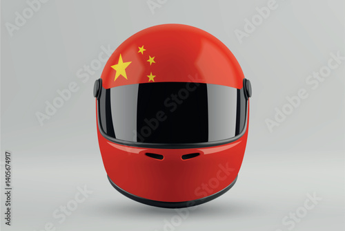 Obraz na płótnie Front view of racing helmet featuring China flag colors w salonie