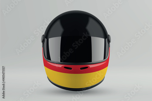 Obraz na płótnie Front view of racing helmet featuring Germany flag colors w salonie