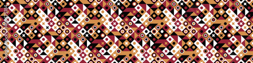 Horizontal seamless abstract diagonal mosaic pattern background - wide repeating vector design with geometric shapes