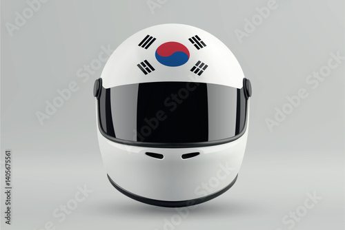Obraz na płótnie Front view of racing helmet featuring South Korea flag colors w salonie