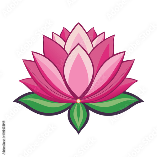 Minimalist Water Lily Lotus Flower Vector Illustration Art Design