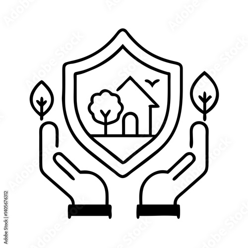 Habitat Protection Icon Representing Environmental Safety and Care  