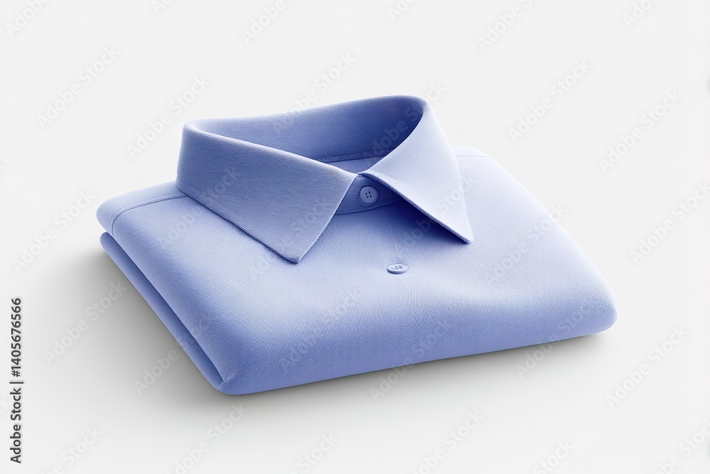 Soft blue collared shirt neatly folded on a light background for stylish clothing display Soft blue collared shirt neatly folded on a light background for stylish clothing display