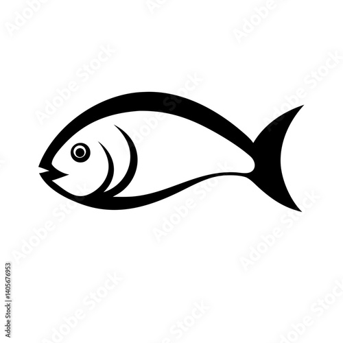 Stylized fish outline vector illustration, perfect for web, print, and nature-related design projects.

