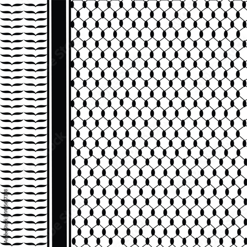 Black and whited pattern keffiyeh palestine scarf design