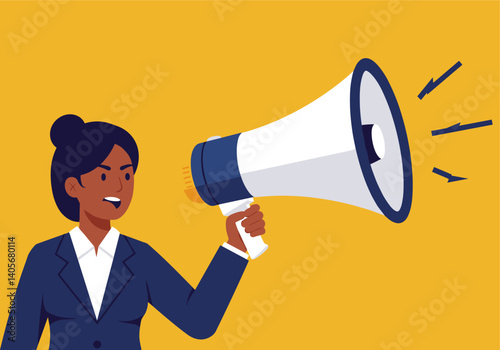 Flat Vector Of A person holding a megaphone for a business announcement