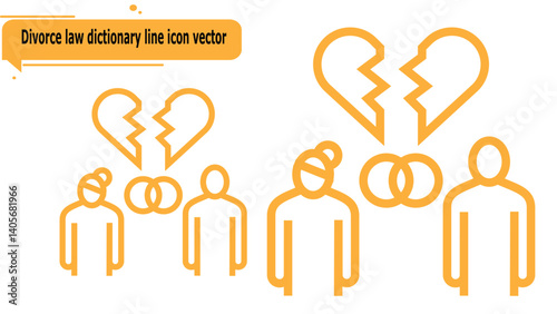 Divorce law dictionary line icon vector
