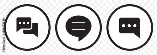 Chat Box with Black Lines Representing Message or Conversation Icon Design on Transparent Background. EPS 10.