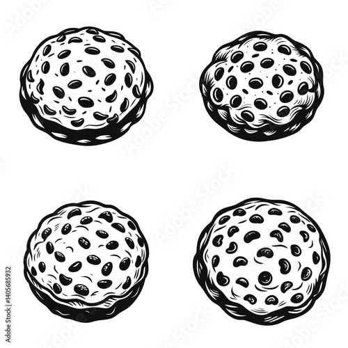 Oatmeal raisin cookie silhouette vector illustration isolated on white background.