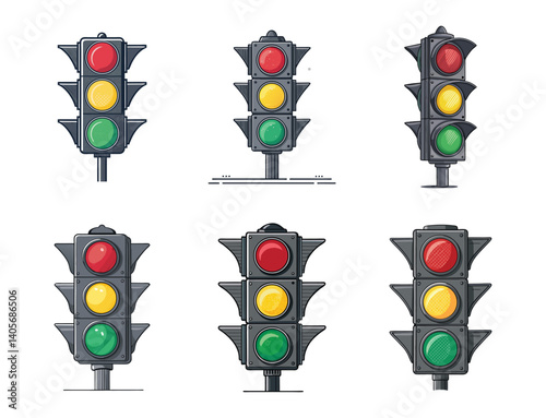 traffic lights vector with white background