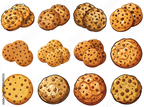 Oatmeal raisin cookie vector illustration isolated on white background.