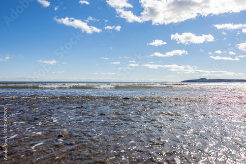 Alluring photo at low tide of a rocky shore in the bay of fundy. New Brunswick, Canada.