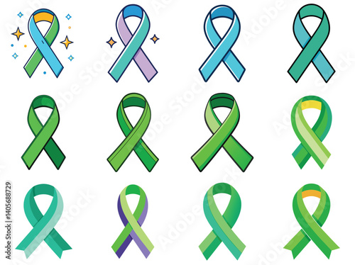 Mental health awareness ribbon vector illustration isolated on white background.
