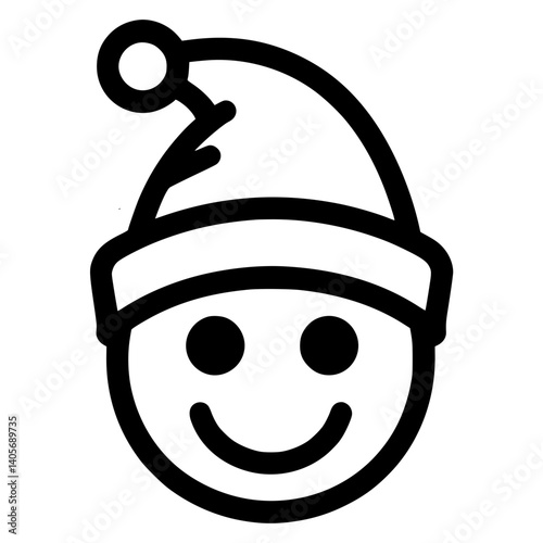 Outline Santa Smiley Icon 
