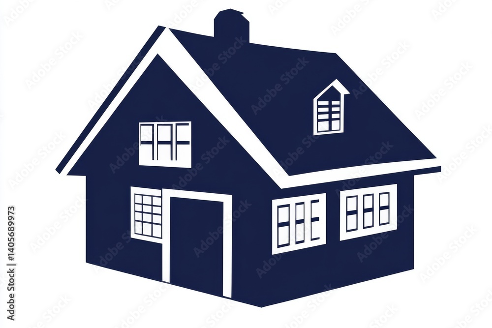 Simple, stylized illustration of a residential house Simple, stylized illustration of a residential house