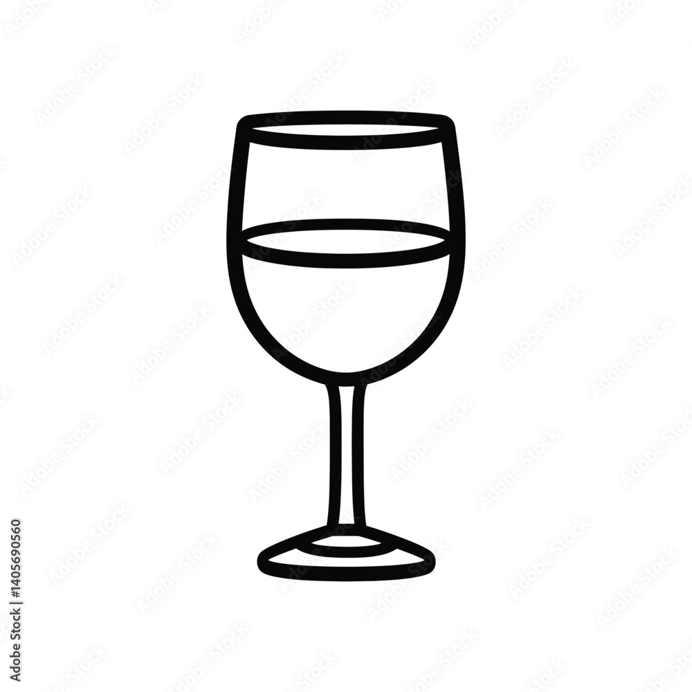 Wine Glass Icon in Outline Style with Transparent Background Design Wine Glass Icon in Outline Style with Transparent Background Design
