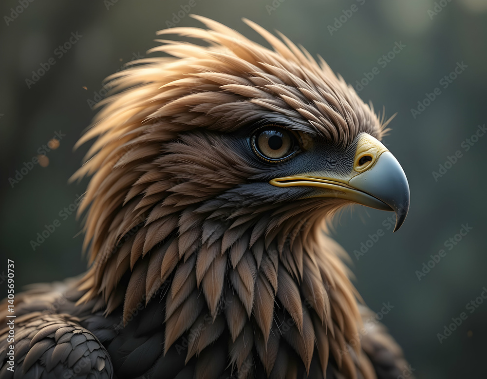 Close Up Eagle Portrait Showing Feathers, Eye and Beak in Nature Close Up Eagle Portrait Showing Feathers, Eye and Beak in Nature