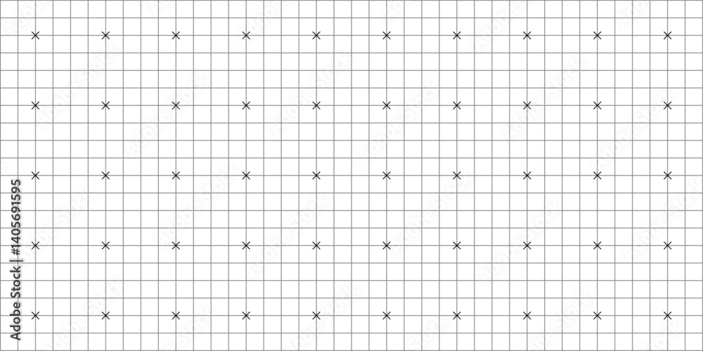 Square grid texture, grid line paper sheet with crosses, blank grid sheet for technology, drawing and architecture draft, texture of square graph paper, notebook pattern