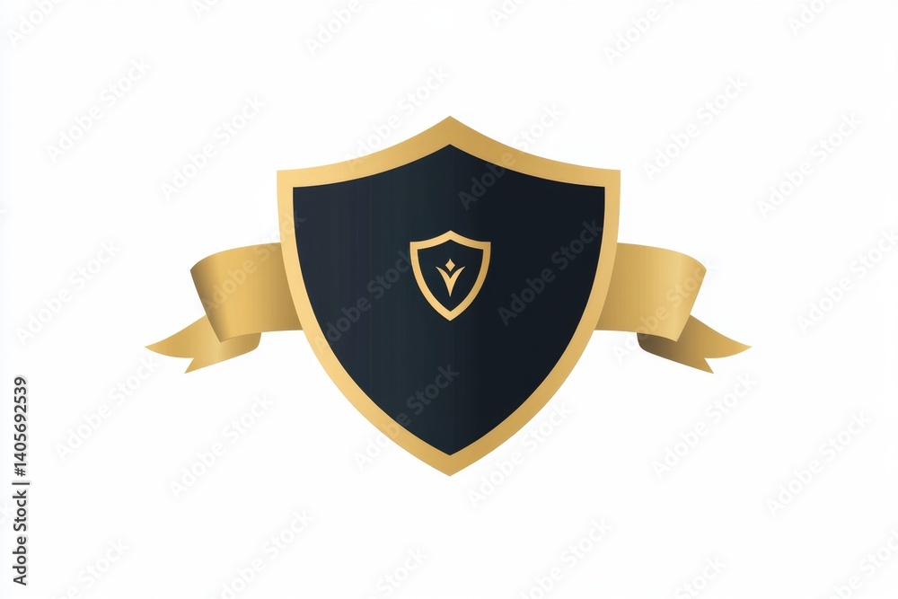 Gold ribbon emblem, shield graphic Gold ribbon emblem, shield graphic