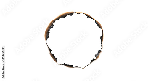 Round Burnt Paper Hole Isolated PNG - Singed Edges Burn Marks Tear Detail Grunge Graphic Element