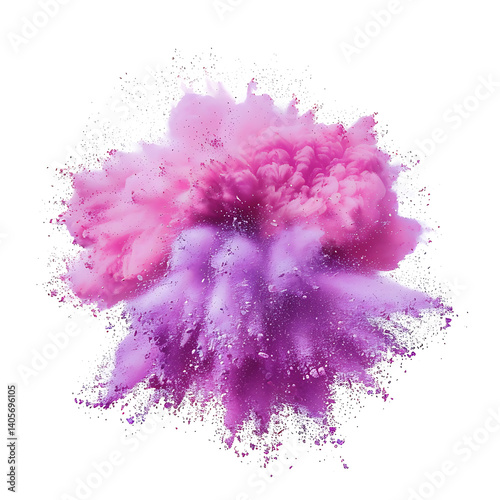 Explosion of colorful powder in motion, isolated on a white background photo