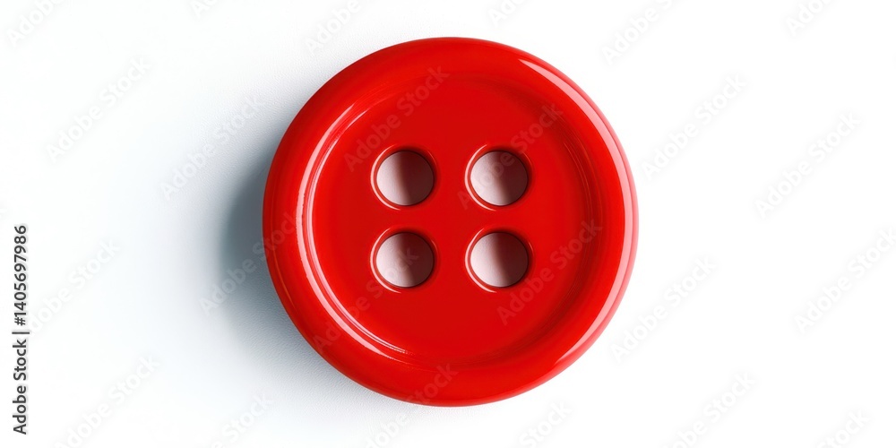 A red button with four holes A red button with four holes