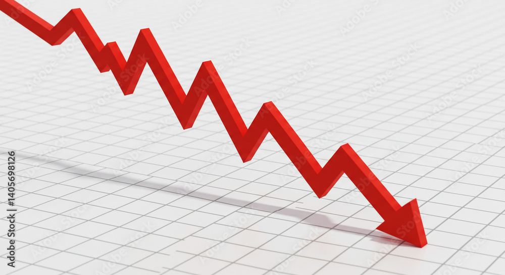 A stark red arrow plunges downward, symbolizing a market crash or economic downturn against a gridded background. A stark red arrow plunges downward, symbolizing a market crash or economic downturn against a gridded background.