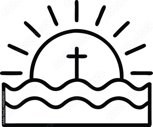 Black cross, a holy religious symbol against the blue sky, signifying Christian faith and Easter spirituality