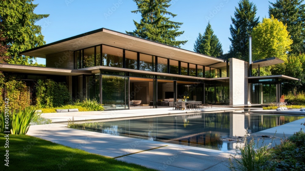 Fototapeta premium Modern architecture showcasing a 21st-century design house